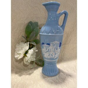 Vintage Blue Ceramic Greek Vase With Socrates Plato & Aristotle Design
